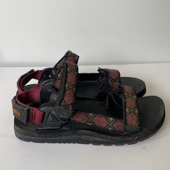 Vintage retro Merrell men's size 9 tribal print fabric velcro sandals - Picture 8 of 11